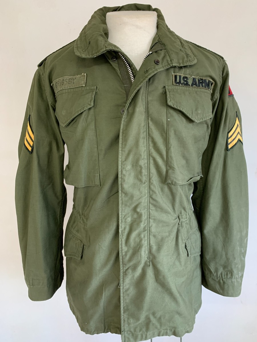 VTG Old M65 OG107 Green Field Coat Jacket OD S-R US First Army