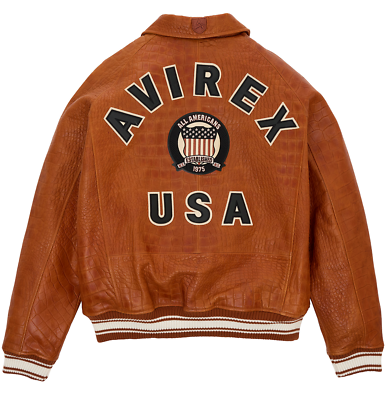 AVIREX U.S.A. LIMITED EDITION ICON LEATHER JACKET IN COGNAC SIZE