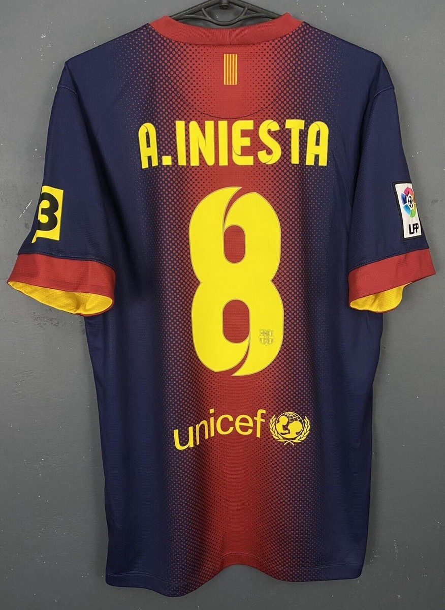 INIESTA MEN BARCELONA 2012/2013 HOME SOCCER FOOTBALL SHIRT JERSEY