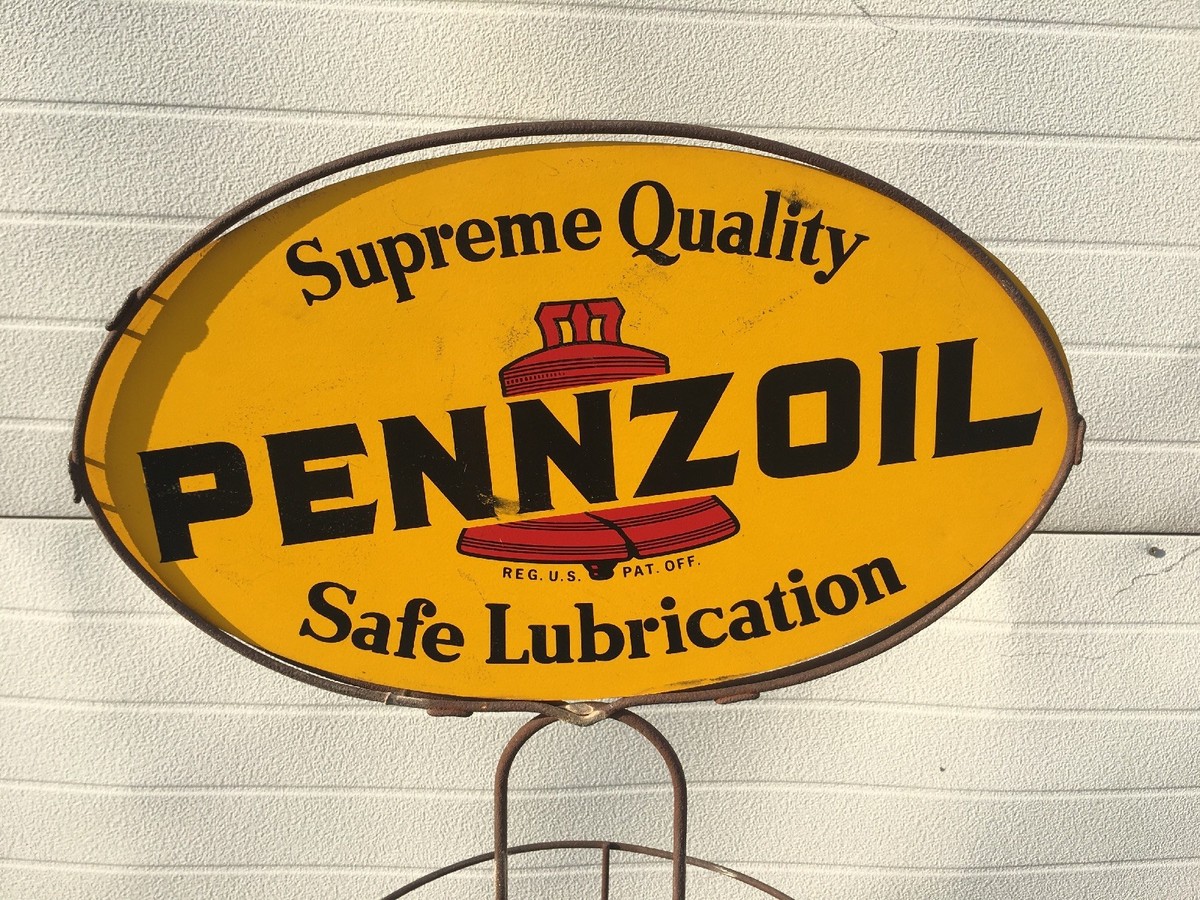 Original Vintage Pennzoil Oil Display Can Rack Double Sided Sign