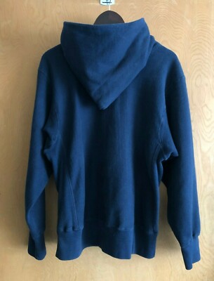Vintage 80s Champion Reverse Weave Hoodie Sweatshirt Plain Navy