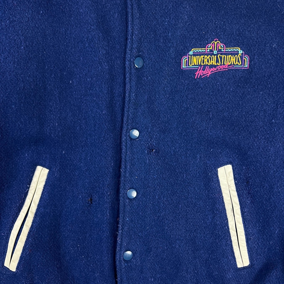 Vintage 90s Universal Studios Jacket Mens Medium Blue Letterman