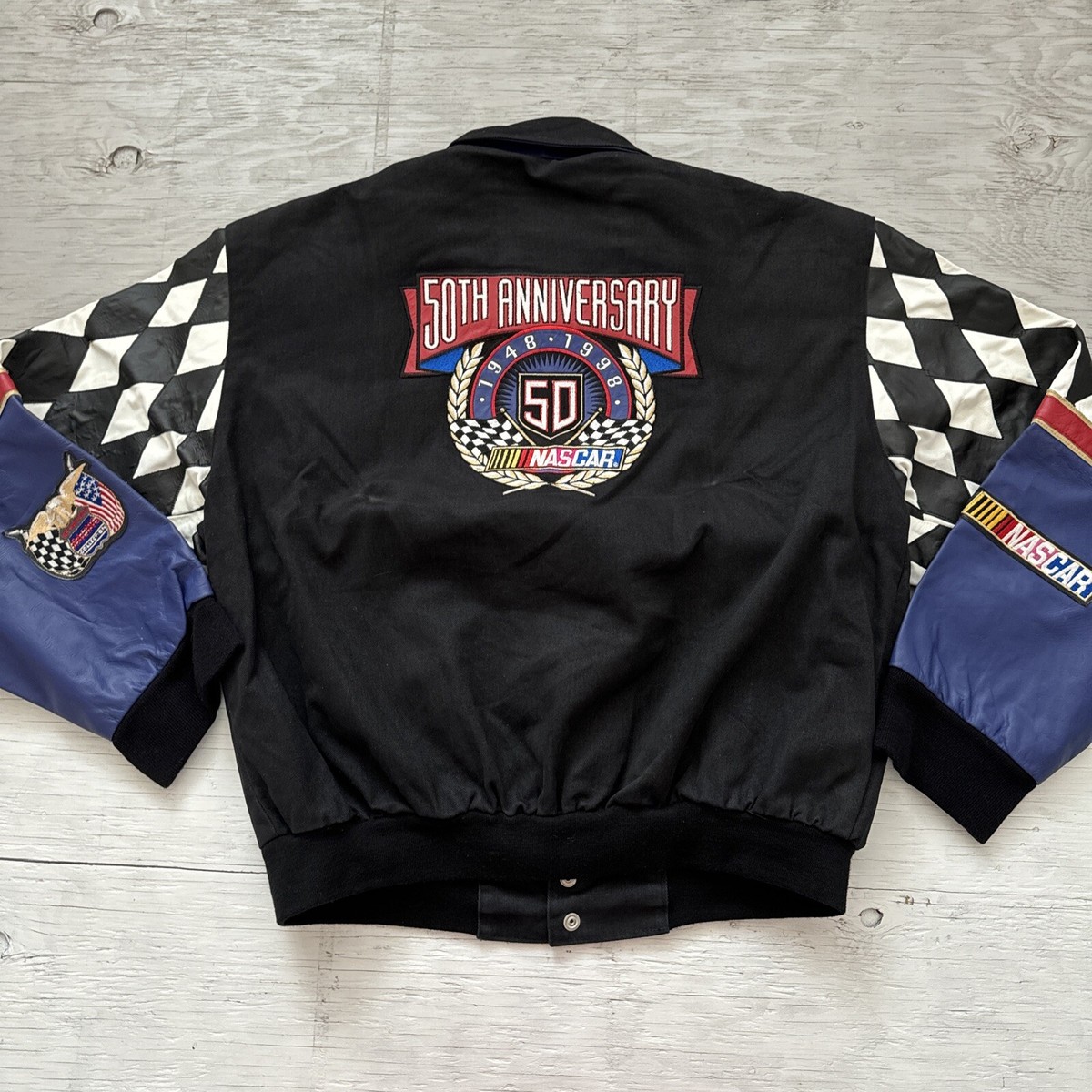 Vintage 90s Jeff Hamilton NASCAR 50th Anniversary Racing Jacket Sz