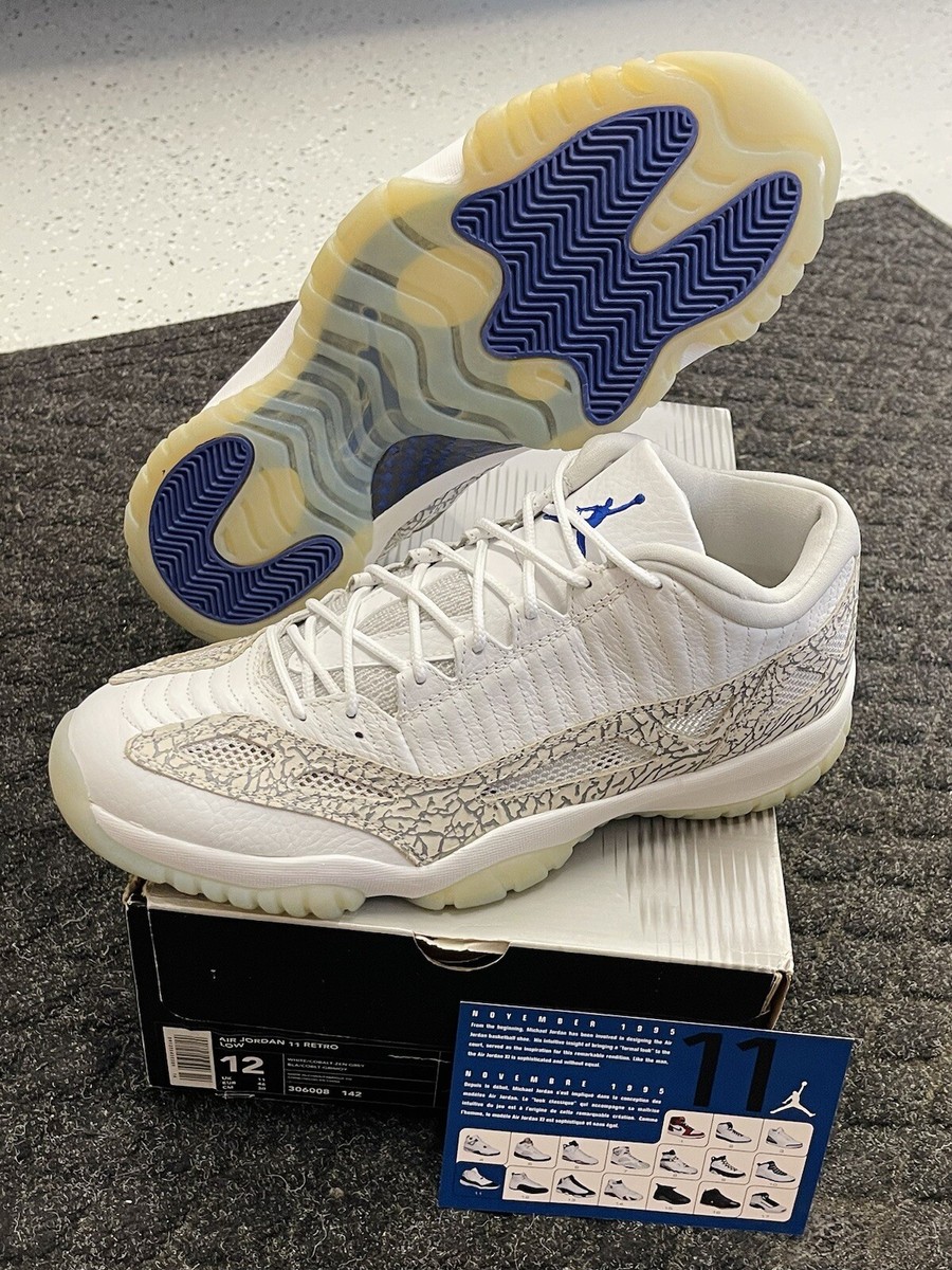 2003 NIKE AIR JORDAN XI 11 RETRO LOW IE WHITE CEMENT GREY COBALT