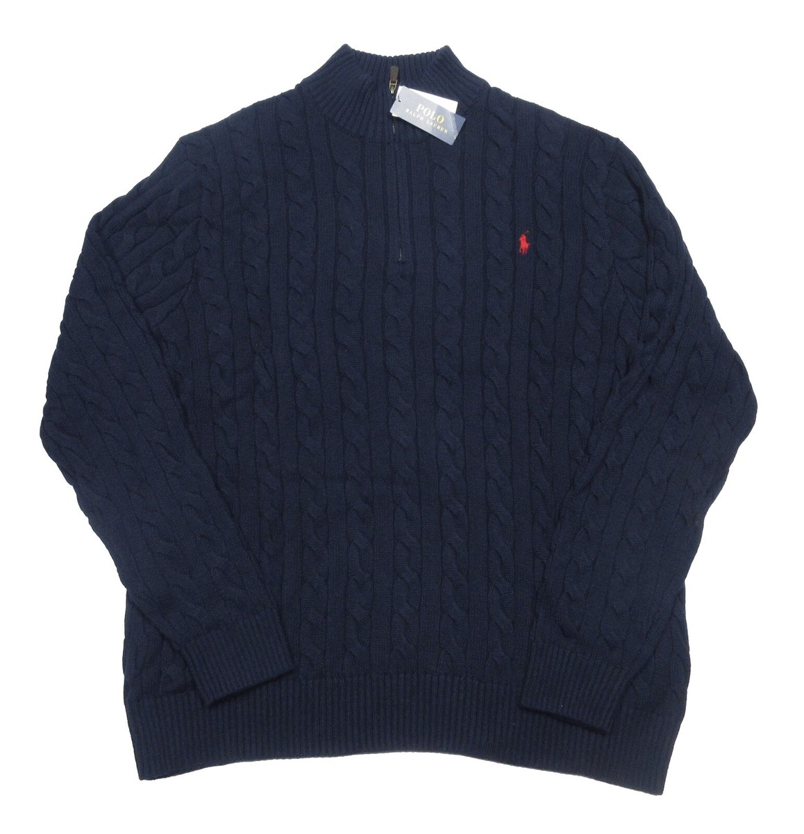 Polo Ralph Lauren Big & Tall Navy Chunky Cable Knit 1/4 Zip