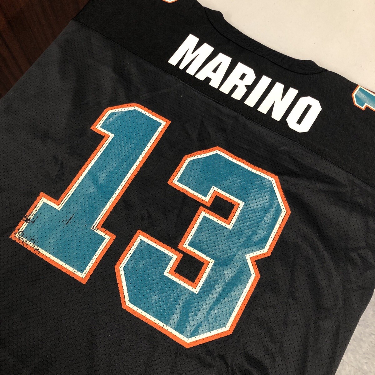 VINTAGE Starter Miami Dolphins Jersey Sz 48 Adult Black #13 Marino