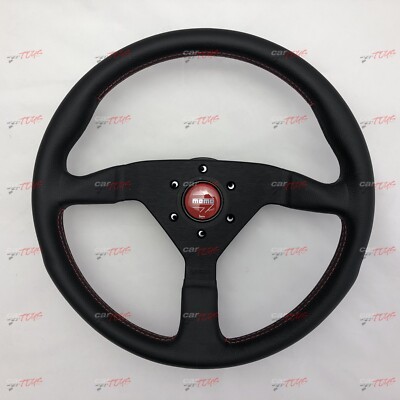 MOMO MONTECARLO RED Leather steering wheel Red Stitch 350MM 100
