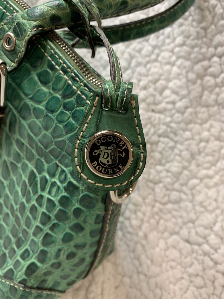 VTG Dooney & Bourke Green Croc Alligator Embossed Leather L