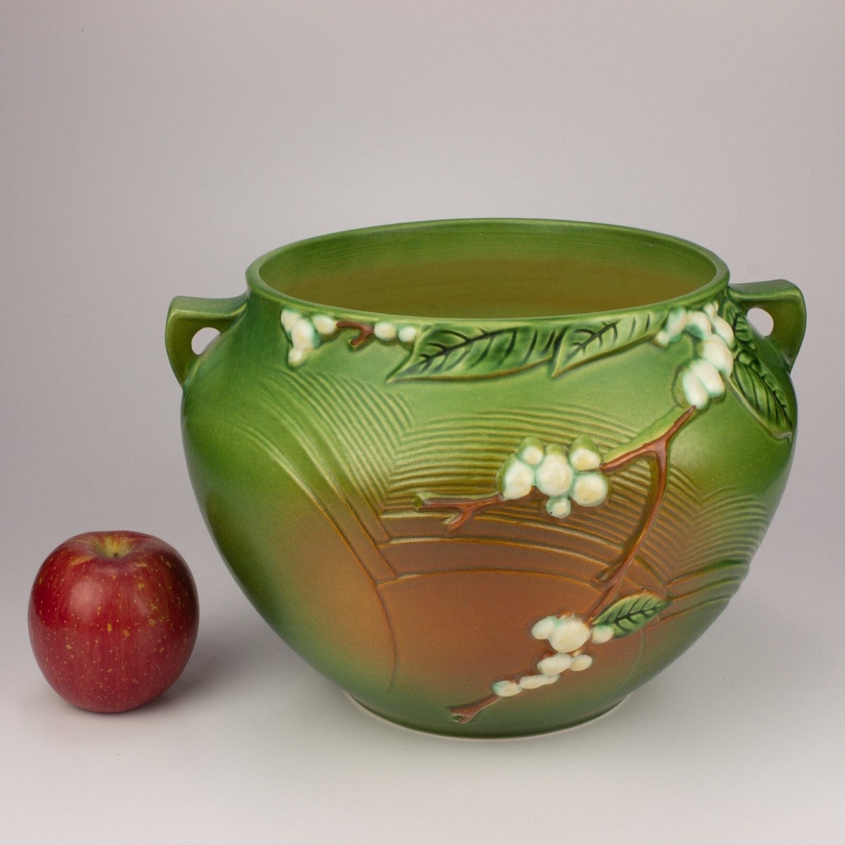 Roseville Pottery Vintage Snowberry Jardiniere Planter, Shape 1J-8