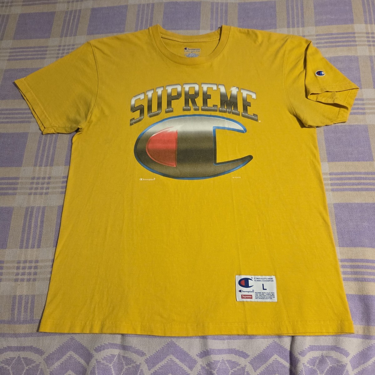 Authentic Supreme Champion Men's SS19 Chrome Graphic Logo Tee T