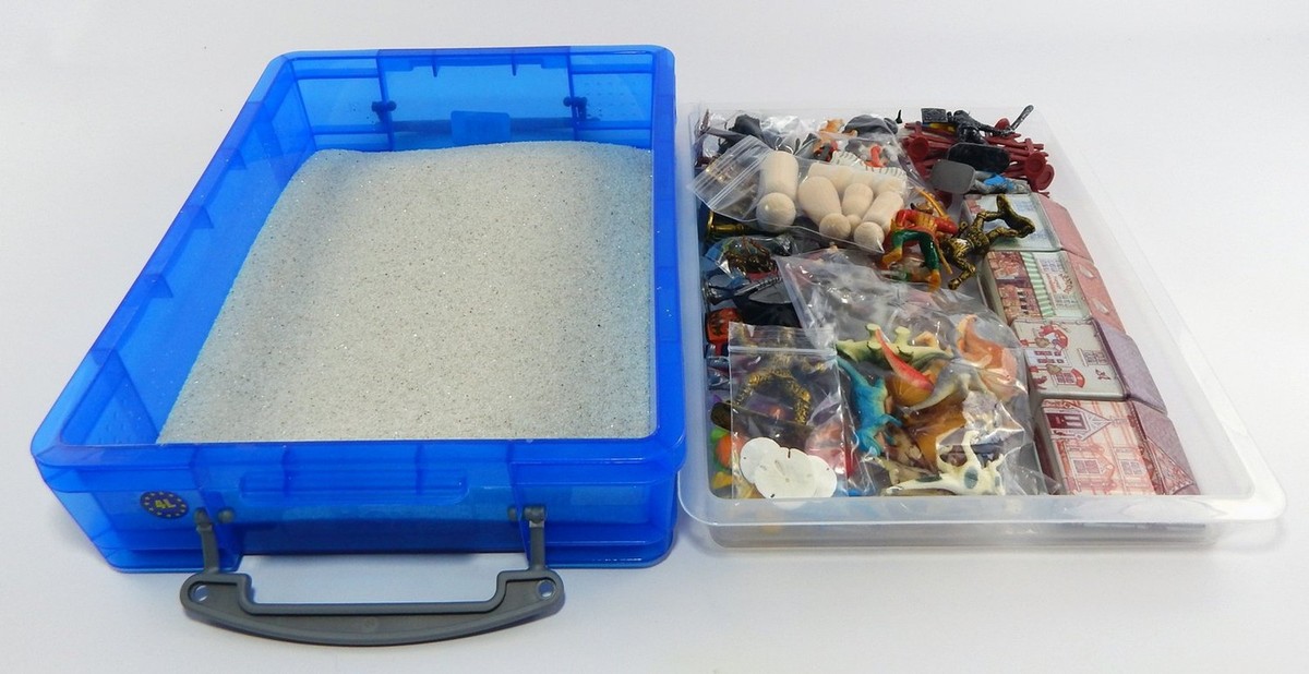 Play Therapy Sand Tray Basic Portable Starter Kit with Tray, Sand
