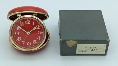 Vintage TOKYO TOKEI Travel Table Alarm Clock Red Plastic Made in