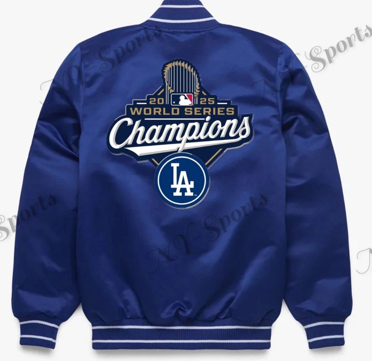 LA Dodgers 2025 Baseball Champion blue satin Varsity Bomber Style
