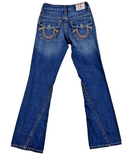 トゥルーレリジョン JOEY BIGT スワロフスキー デニムパンツ 未裾直