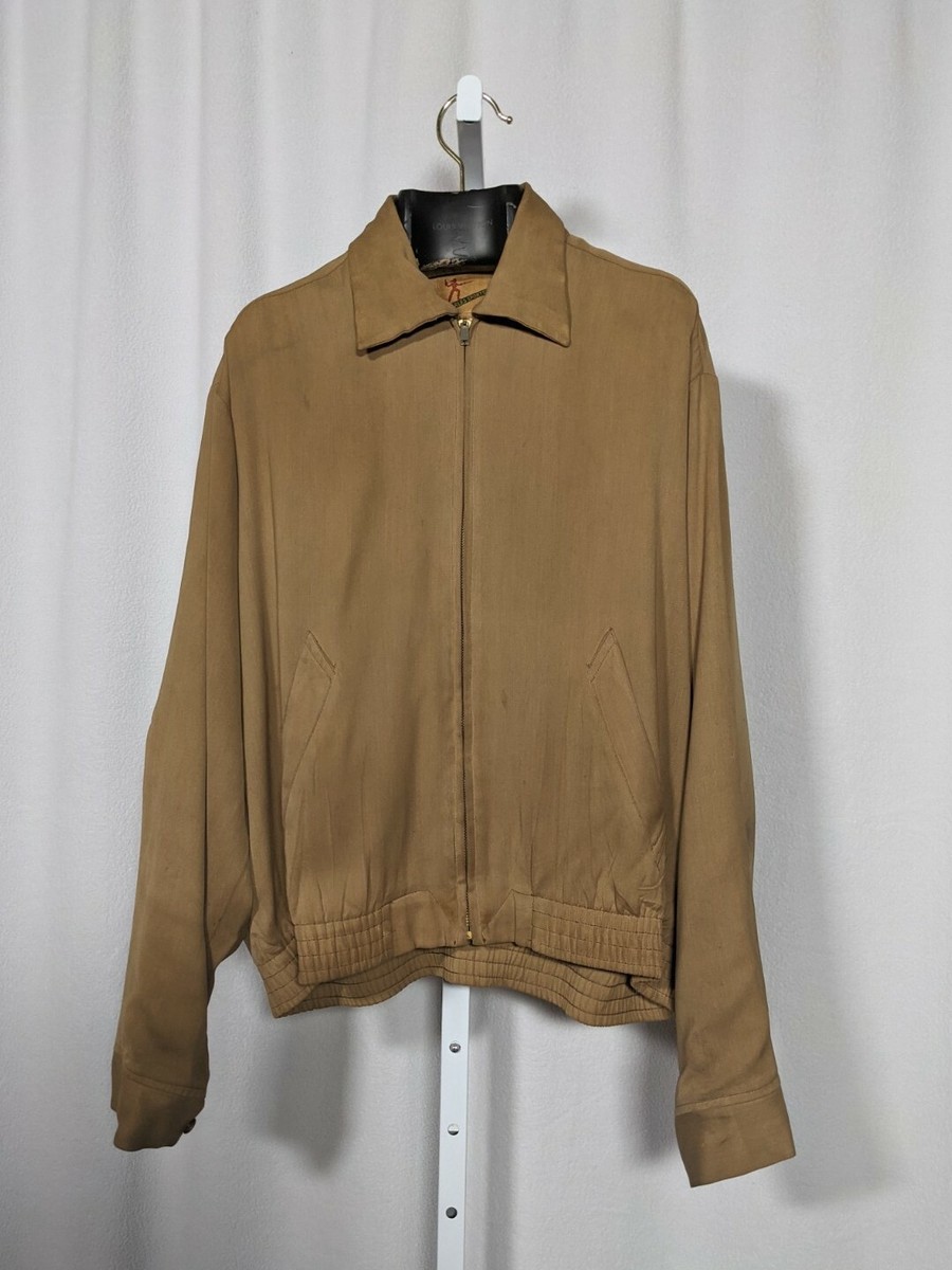 Charles Sportswear Vintage 1940s Gabardine Sheen Zip Brown Jacket