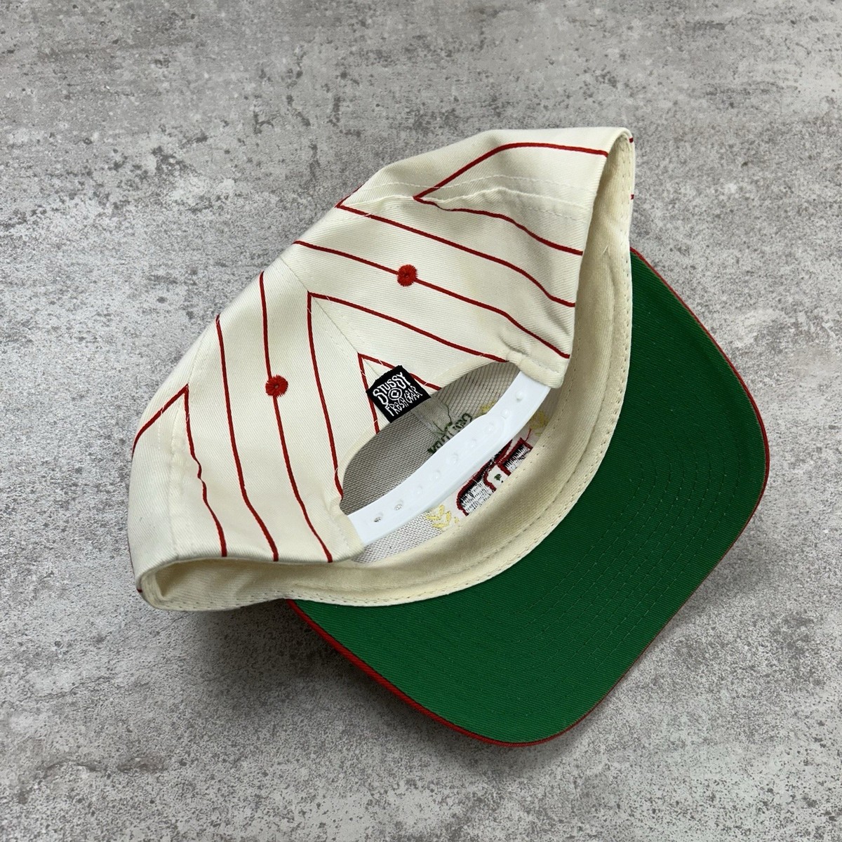 VTG 90s STUSSY CROWN S LOGO PINSTRIPE SNAPBACK HAT SIZE FREE | eBay