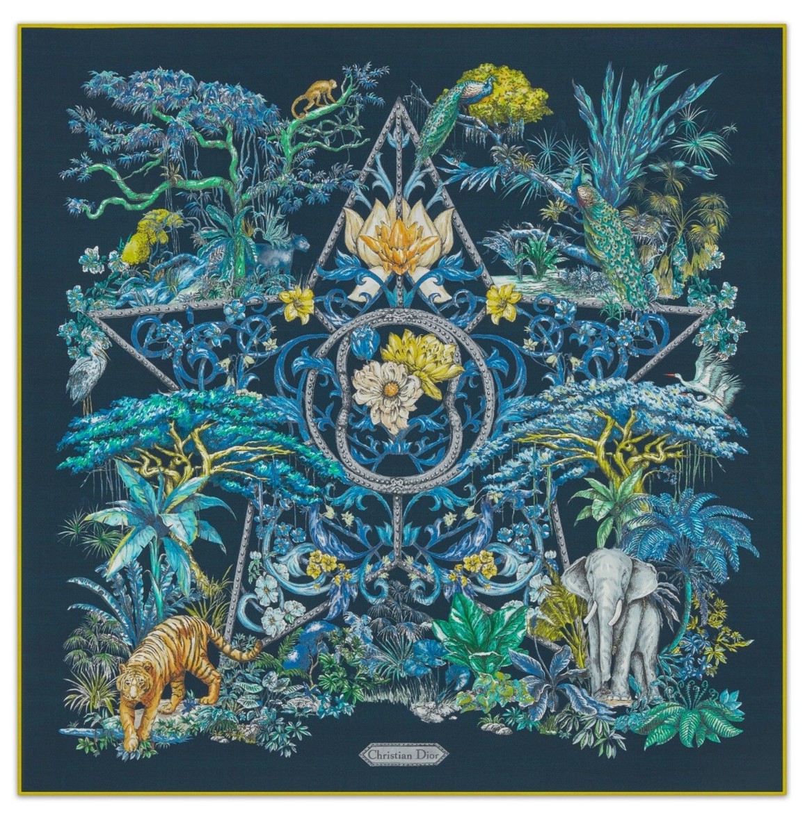 Christian Dior TOILE DE JOUY VOYAGE 90 Square Silk Scarf In Deep