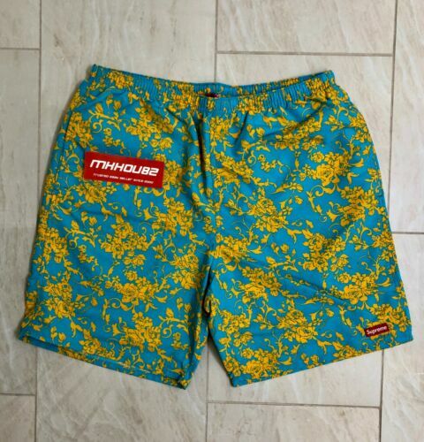 Supreme nylon water shorts black floral Size Small | eBay