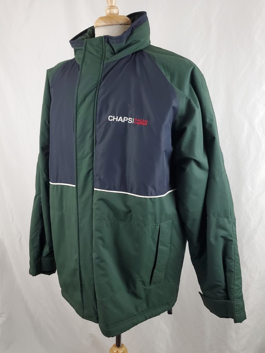 Ralph Lauren Chaps Winter Jacket Coat Mens Large ZIp Up Green
