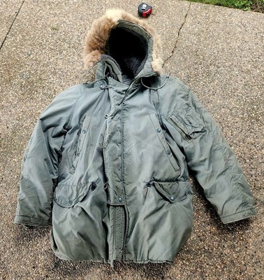 Vintage USAF Air Force N-3B Parka Jacket Coyote Fur 1950s 1960s
