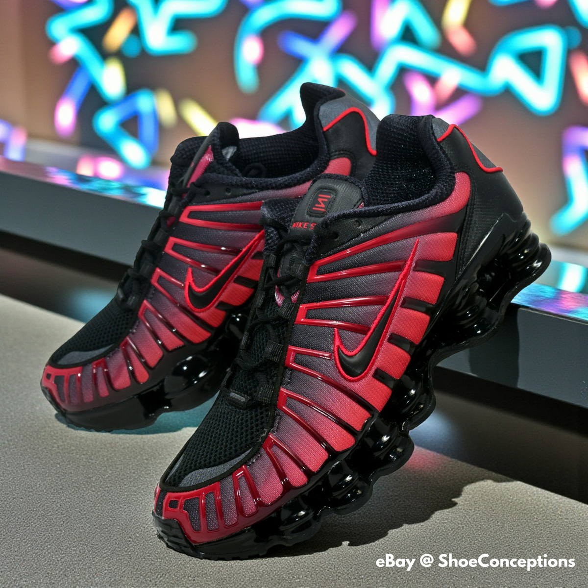 Nike Shox TL Shoes Black University Red Gradient IF6202-001 Men's