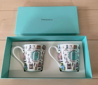 Tiffany & Co. 5th Avenue New York Pair Mug Cup Bone China 2pcs In