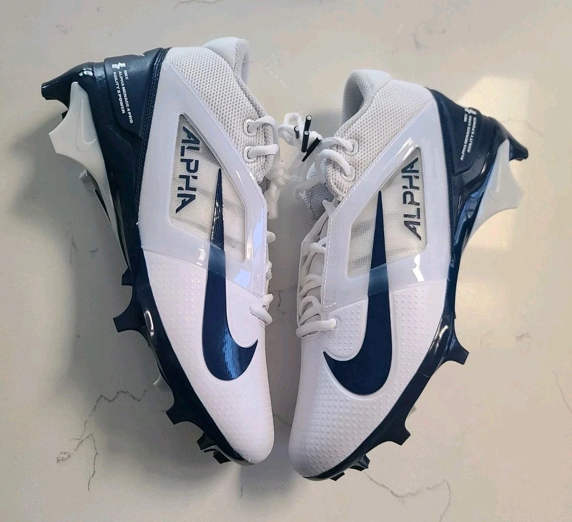 Men's Size 9 Nike Alpha Menace 4 Pro White Navy Football Cleats