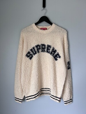 Supreme Textured Arc Logo Sweater - Size XL - Cream - NEW | eBay
