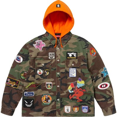 Supreme Patches Hooded Zip Up Shirt Woodland Camo | eBay