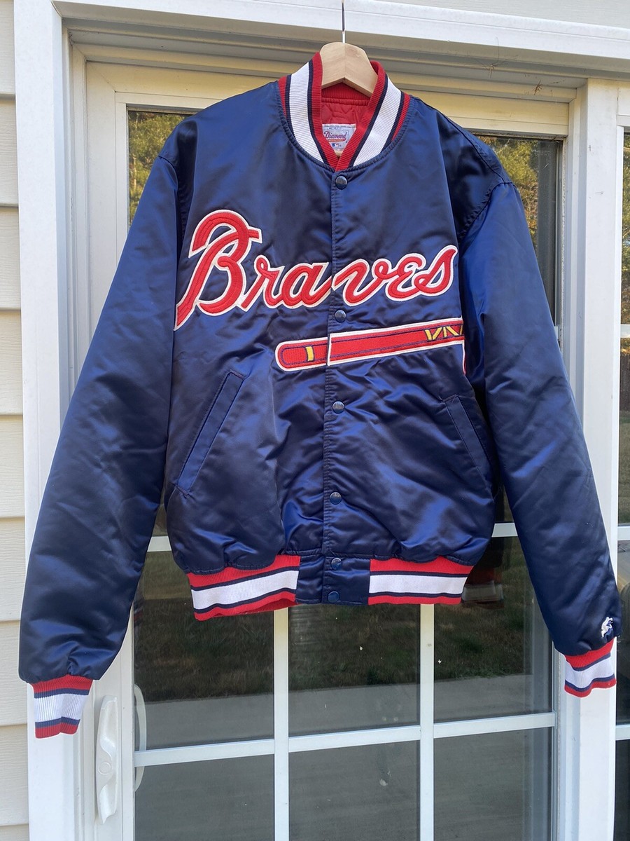 Atlanta Braves 90's Starter Jacket Diamond Collection Satin Navy