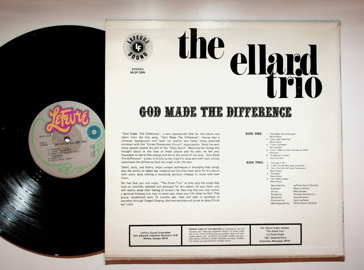 The Ellard Trio God Made The Difference Gospel Christian Vinyl LP
