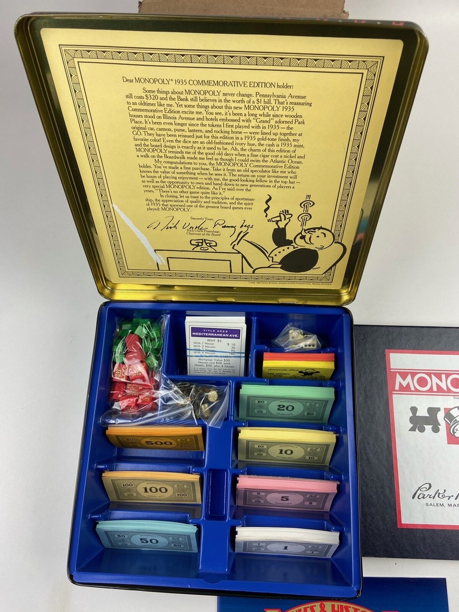 MONOPOLY Game 1935 Commemorative Edition 50 years Tin Metal Case