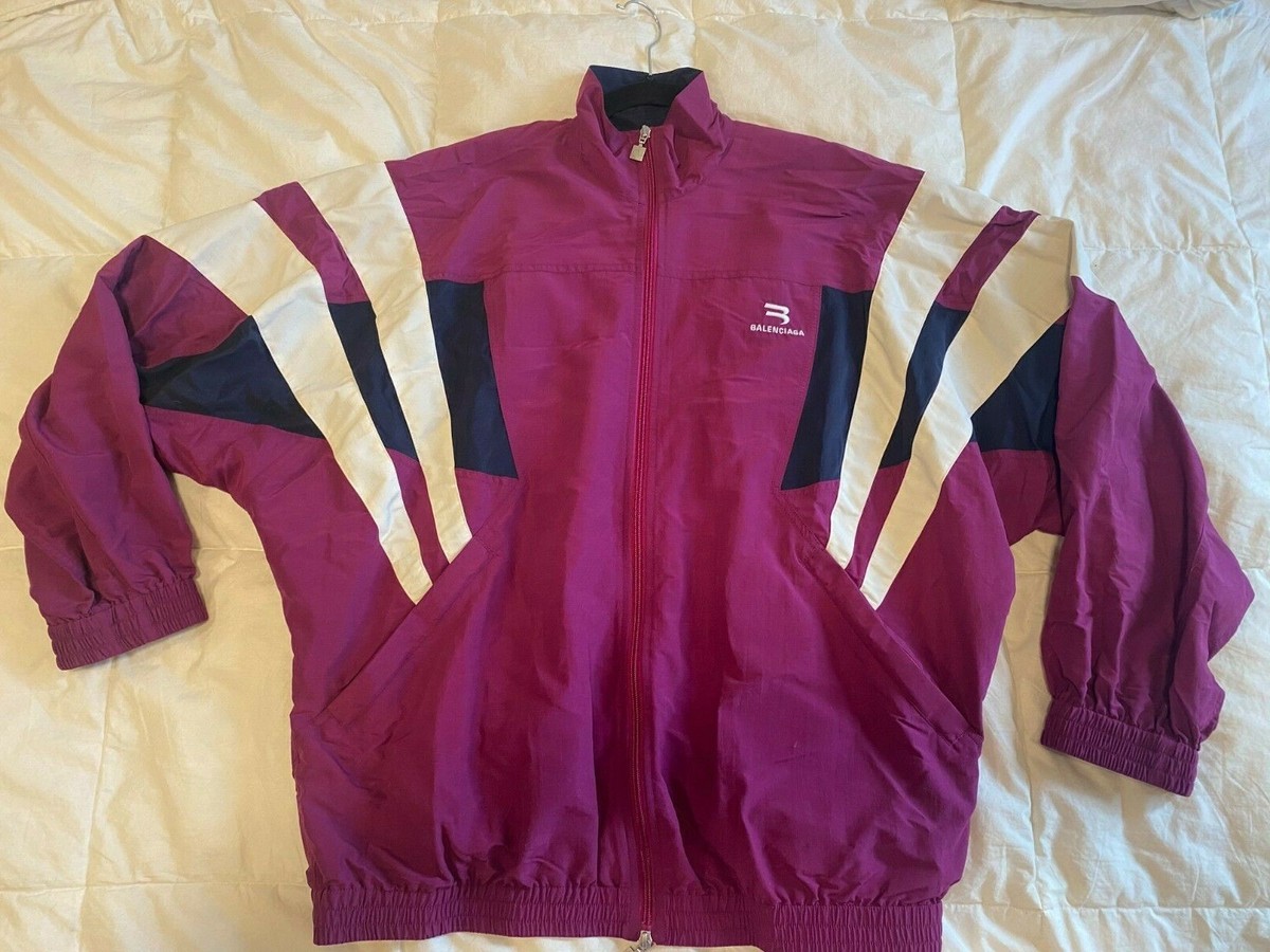 Balenciaga Men's Blue & Purple Nylon Track Suit Jacket - Size 34
