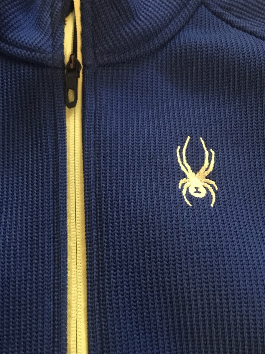 Spyder Mens 1/4 Zip Blue Black Outbound Stryke Sweater Pullover L