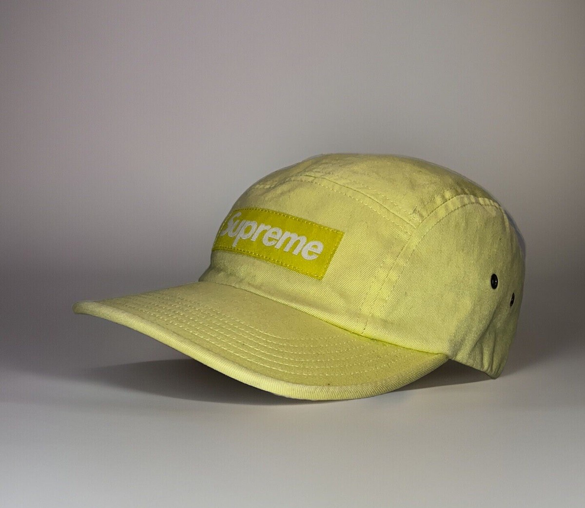 Supreme Washed Chino Twill Camp Cap Yellow Leather Strapback 5
