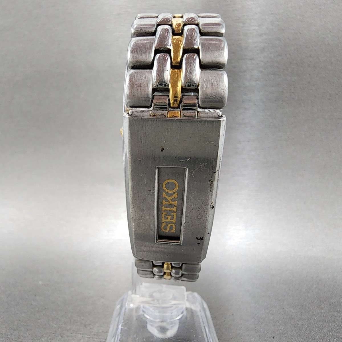 Seiko Kinetic Watch Men 40mm Silver Dial Two Tone Date 5m62-0cm0