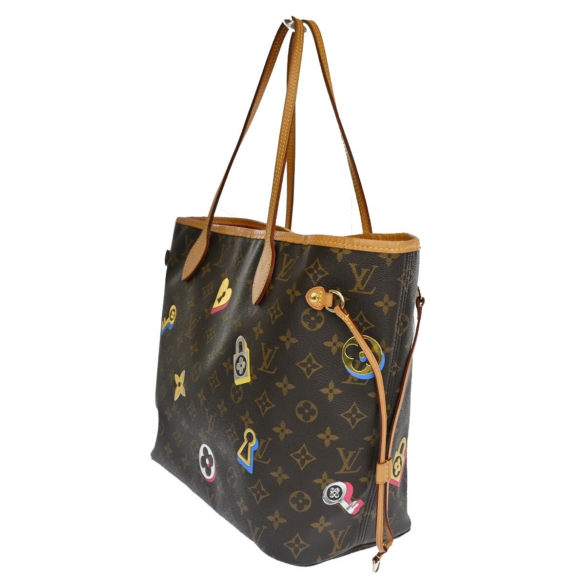 LOUIS VUITTON Neverfull MM Shoulder Tote Bag Monogram Love Lock