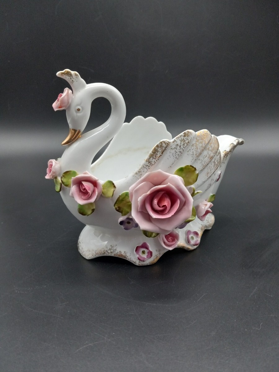Antique Swan with roses Lefton china hand painted made in japan | eBay