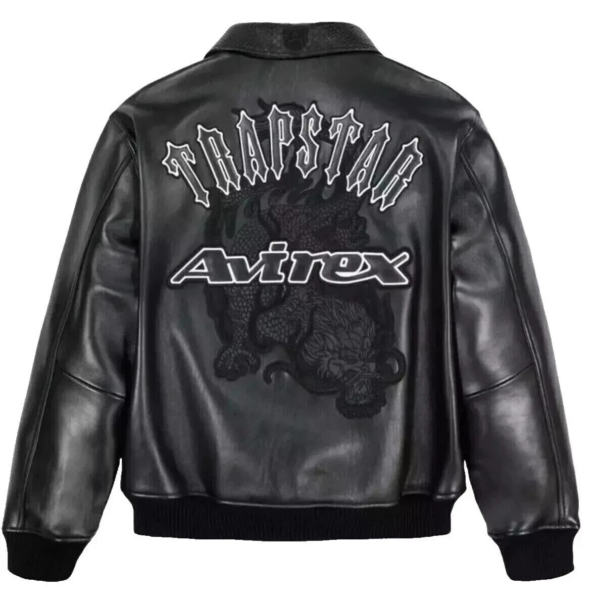 NEW Avirex x Trapstar Leather Bomber Jacket – Black – Limited