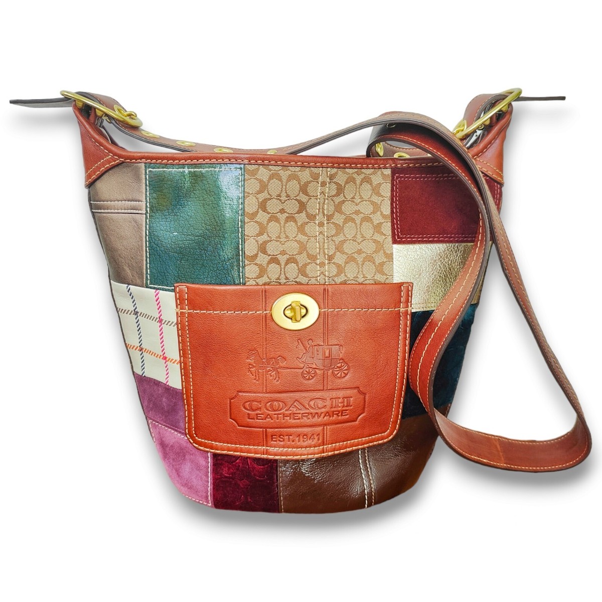 Coach Y2K Restored Holiday Patchwork Bleecker Duffle Leather