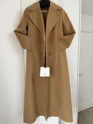 S MAX MARA Double-breasted virgin wool camel coat half-belt size