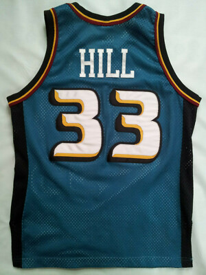 VINTAGE MADE IN USA CHAMPION DETROIT PISTONS #33 HILL ALL SEWN