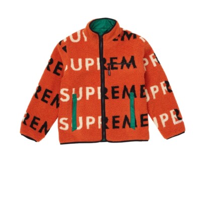 SUPREME REVERSIBLE LOGO FLEECE JACKET ORANGE SIZE LARGE | eBay