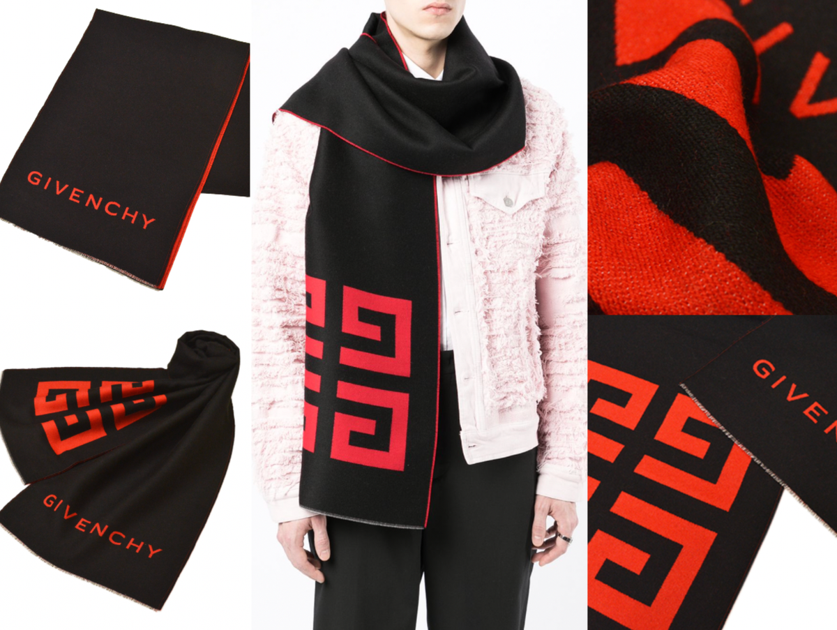 GIVENCHY Unisex Wool Silk 4G Logo Scarf Schal Mufflers Stola Tuch