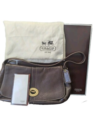 Coach Vintage Leather Brown Ergo Flap Shoulder Bag N E0769-11254