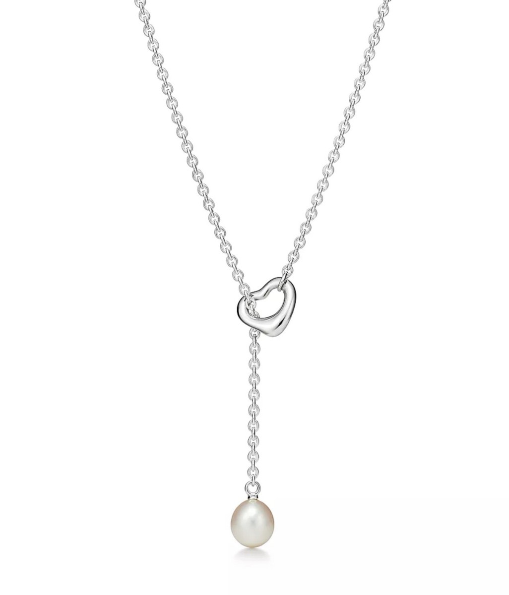 Tiffany Co. Necklace Elsa Peretti Open Heart Lariat Silver 925