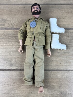 G.I. Joe 12” Hasbro Vintage 1964 Flocked Dark Hair Pink Scar Brown