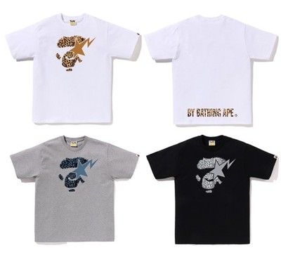 A BATHNIG APE Men's WILD LEOPARD PATTERN APE FACE STA TEE