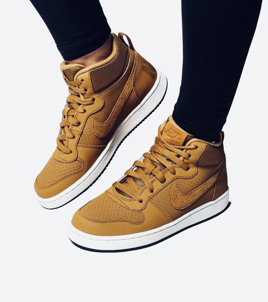 Youth GS (Big Kids) Nike Court Borough Mid Athletic Shoes Wheat