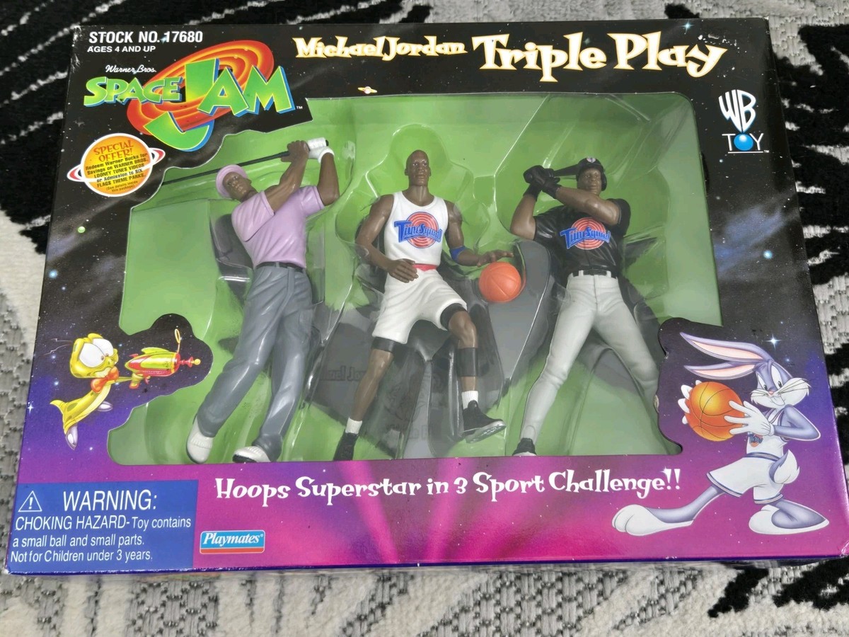 Vintage 1996 Michael Jordan Space Jam Triple Play Figure Set NIB